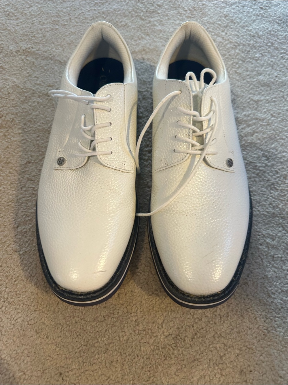 G/FORE White Pebbled Leather Derby Shoes